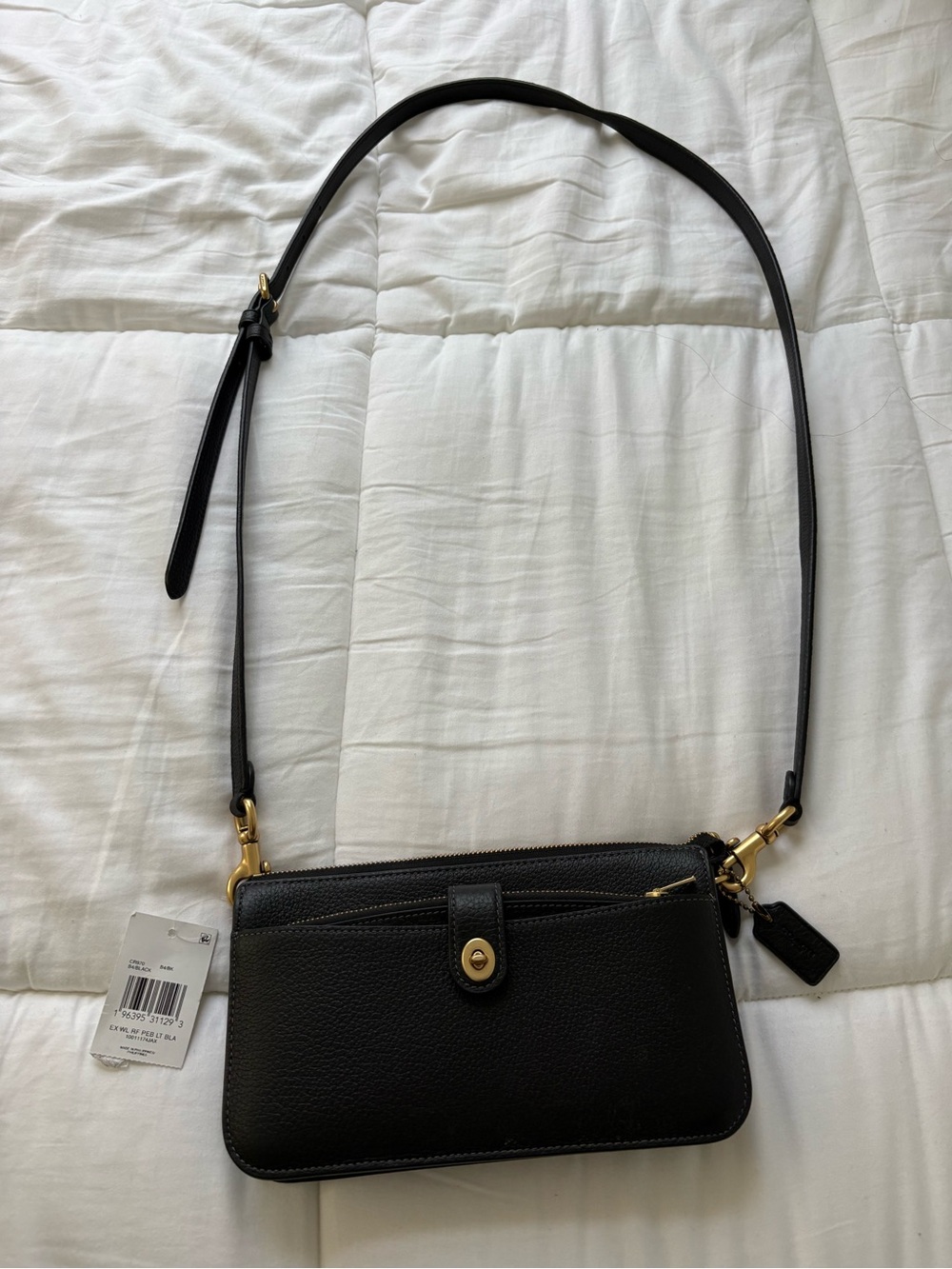 COACH Bella Leather Crossbody Bag Black Gold Hardware